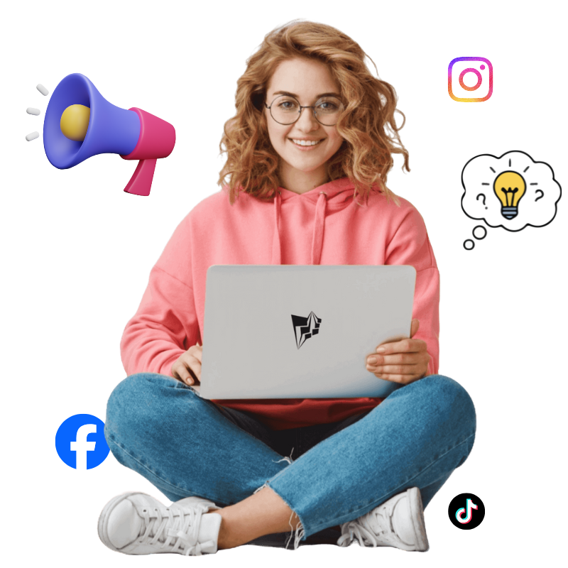 Ilustración representativa de servicios de marketing digital y redes sociales